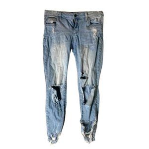 Pello Women's Skinny Jeans Light Wash Straight Leg Distressed size 5